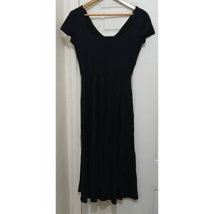 Cobalt street womens medium 100% BCI cotton black midi flare dress stretch